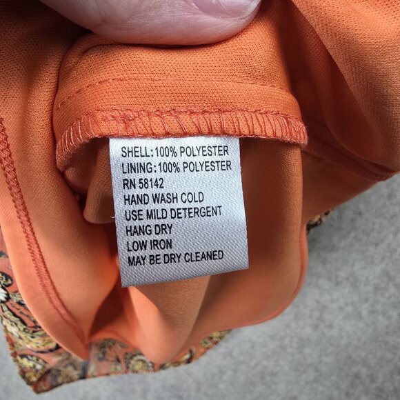 Halter Neck Sleeveless Paisley Print Womens Dress Orange & Multi Polyester Boho - Picture 6 of 8